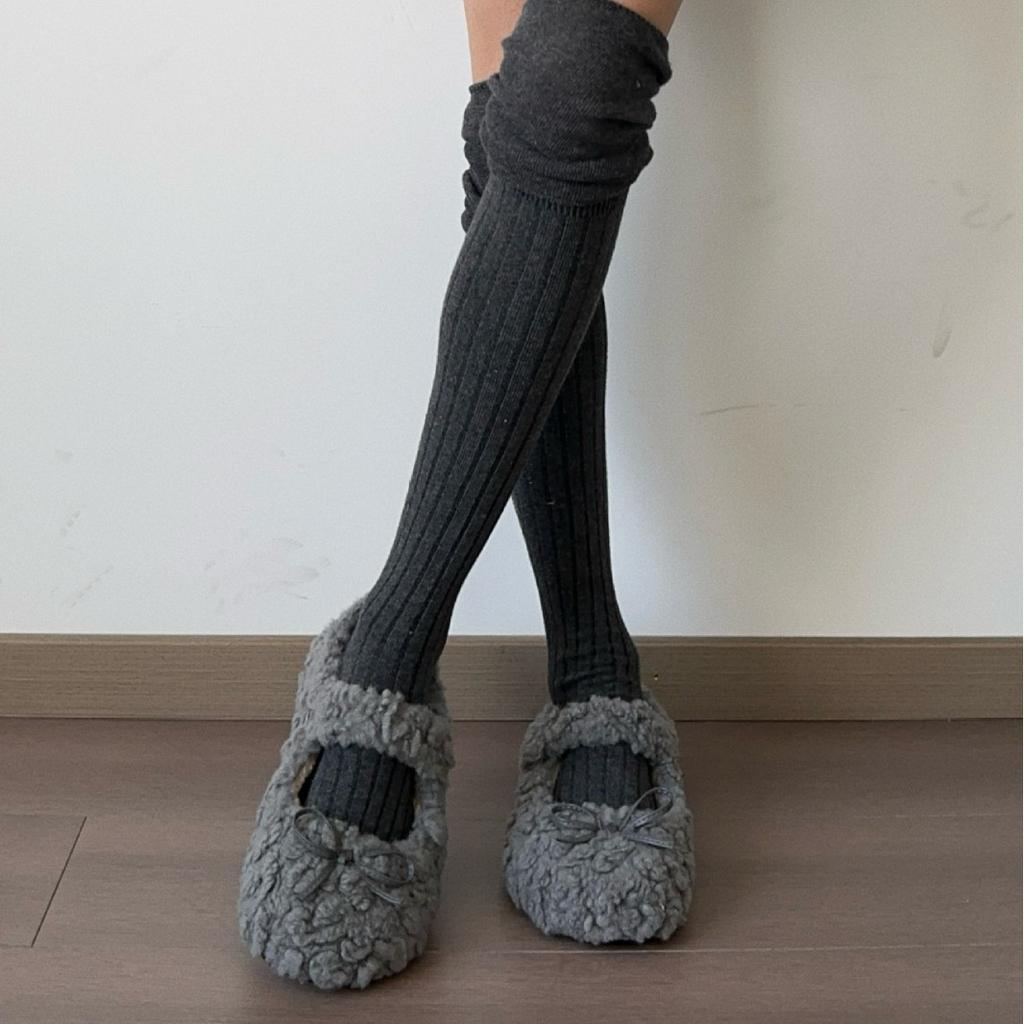 Пушистые туфли осень-зима 2025, теплые и бархатистые хлопковые туфли, нескользящие туфли Мэри Джейн в сказочном стиле, туфли Doudou на мягкой подошве