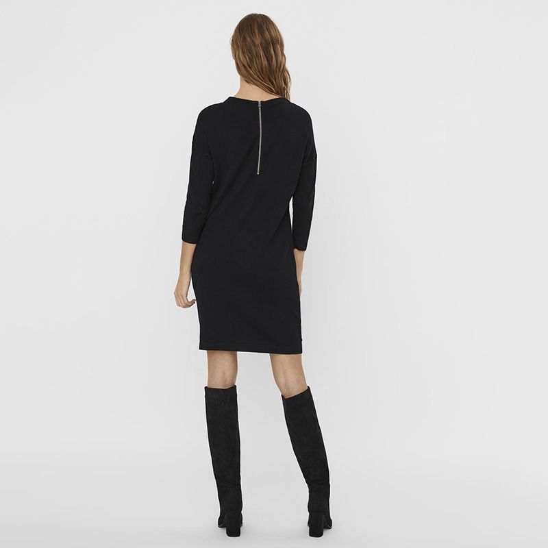 Короткое черное прямое платье с молнией сзади Женский VERO MODA
