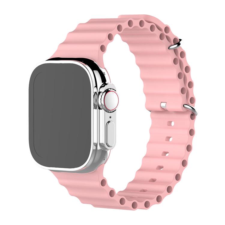 Ремешок из силикона Marine для Apple Watch S10 с двойной пряжкой для спортивных часов Ultra2
