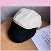 English Retro Elegant Beret With Short Brim And Solid Color Design For Outings