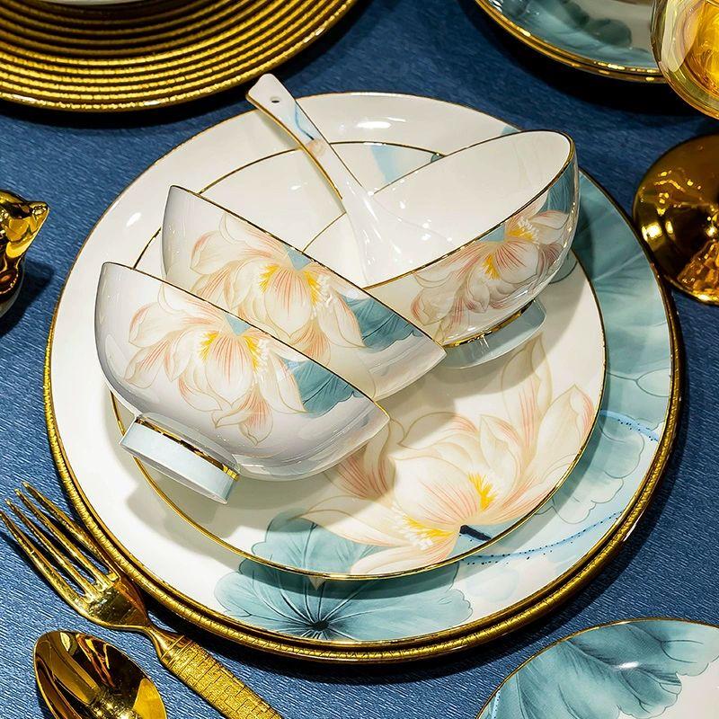 Набор столовой посуды из подглазурного фарфора Цзяканмин Цзиндэчжэнь