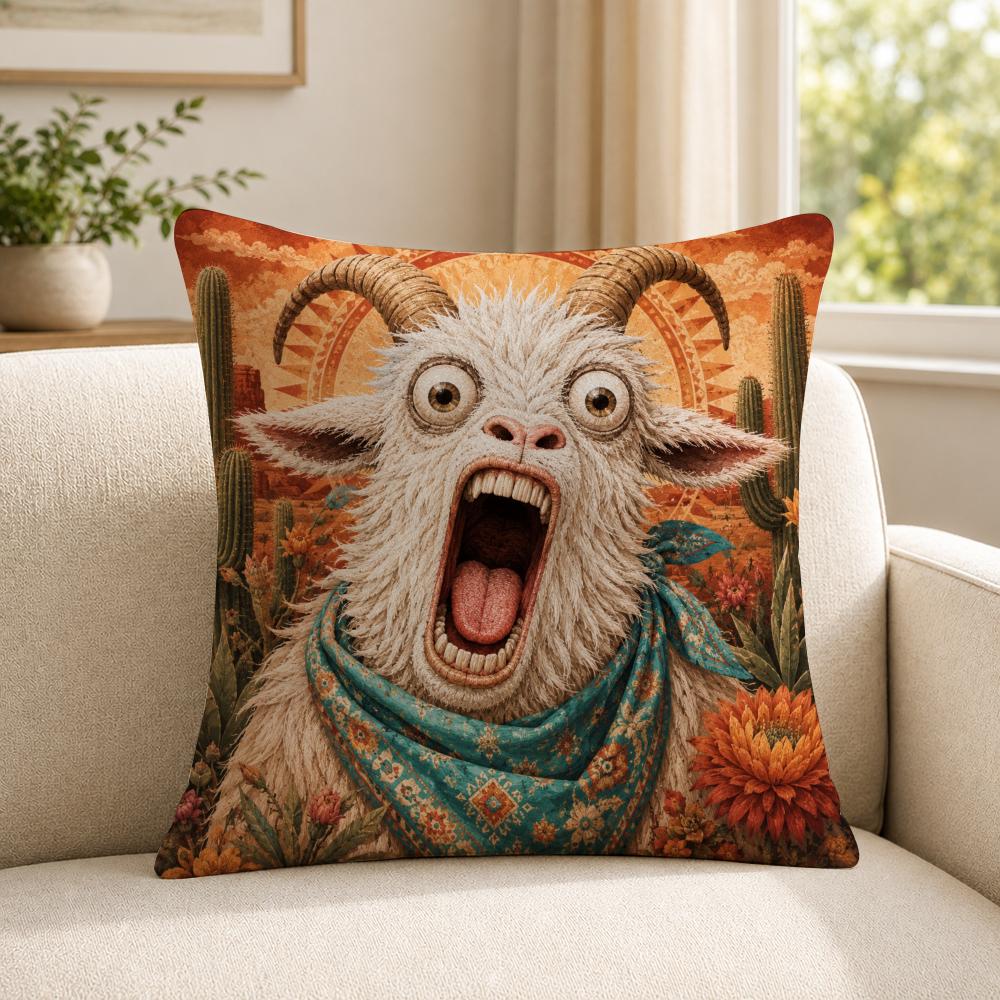 Чехол на подушку Мем VVintage SScreaming GGoat Мягкий короткий плюш Кожаный чехол для подушки для использования в различных ситуациях
