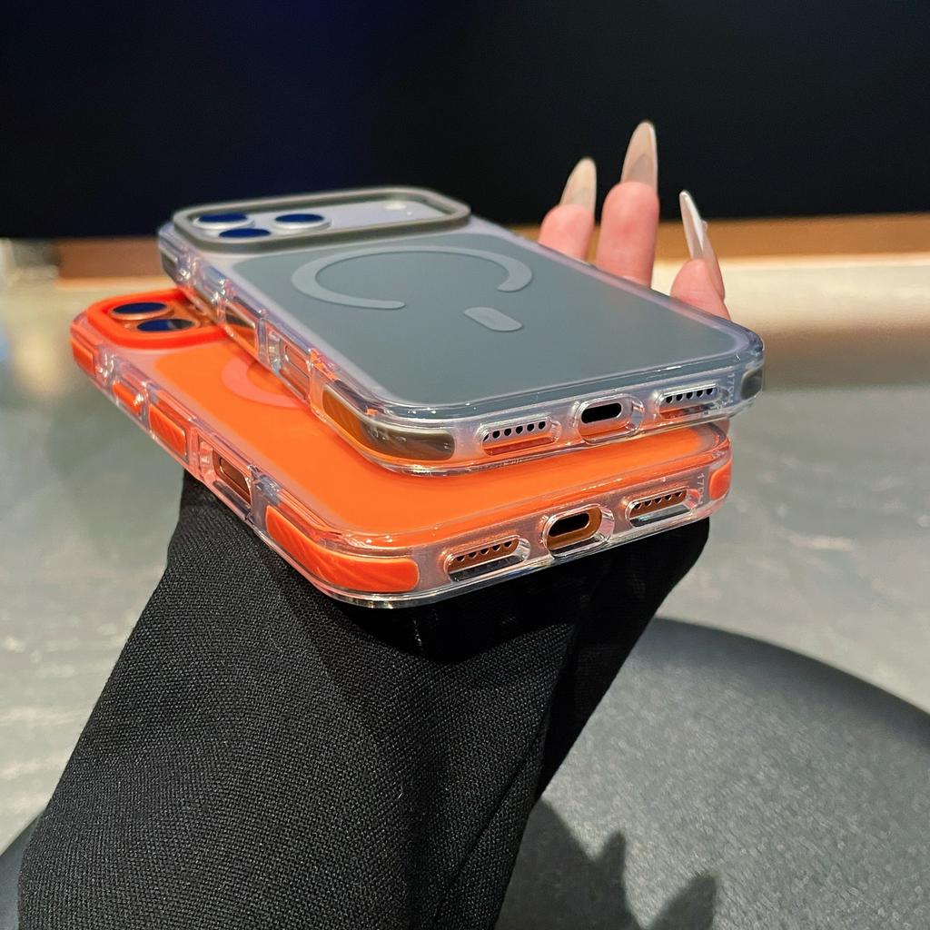 Magnetic Skin Feel Color Blocking Phone Case for iPhone 17 Pro Max 16 Pro Shockproof for Magsafe Wear Resistant Slim Fit Cover