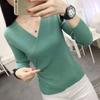 Корейский облегающий свитер с V-образным вырезом на весну и осень - женский топ с длинными рукавами