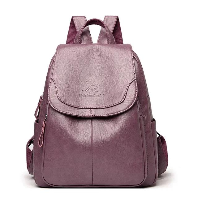 Ladies Bookbag Feminine Large Capacity Backpack Leather High-quality Feminine Vintage School Bags