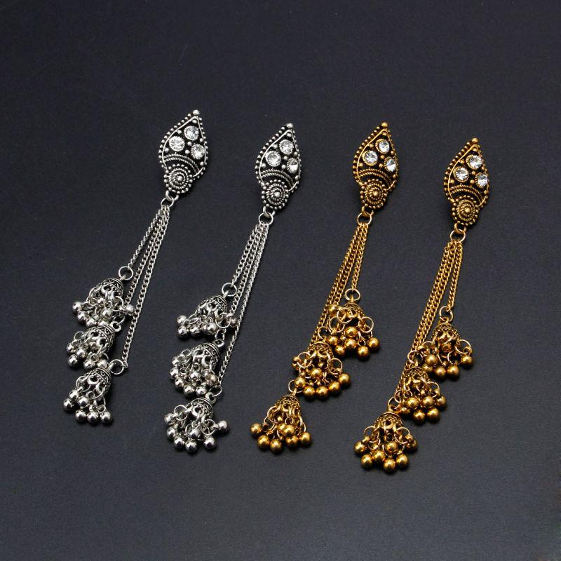 Длинные висячие серьги в индийском этническом стиле из Болливуда с кисточками Jhumka, модные украшения