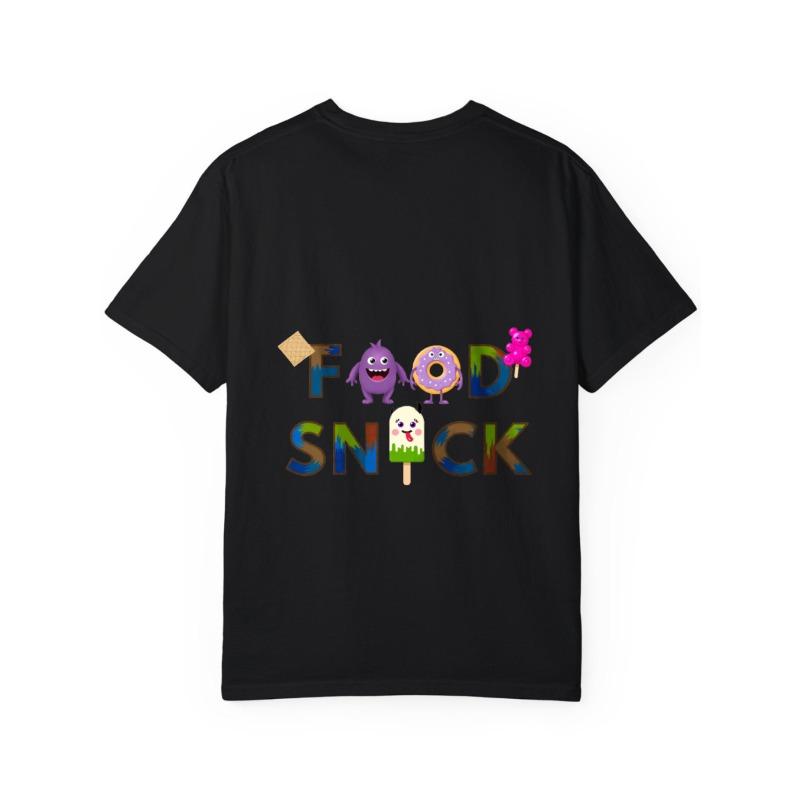 Cotton T Shirt White Food Snack Cartoon Characters and Text Design Casual Wear for Men and Women Daily Outfits Streetwear Style