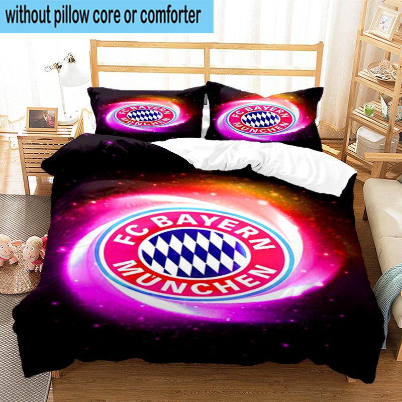 3pcs FC Bayern München Printed Bedding Set Duvet Cover Closure Includes 1 Duvet Cover & 2 Pillowcases Bedding Sets Home Decor Gifts