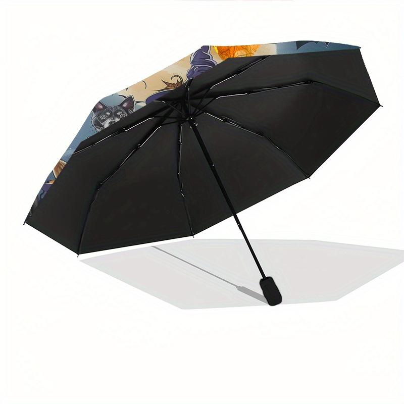 Halloween, Dogs Theme 8 Bone Hand Automatic Folding Umbrella, Compact and Portable Design, A Perfect Gift for Birthday, Christmas or Busines