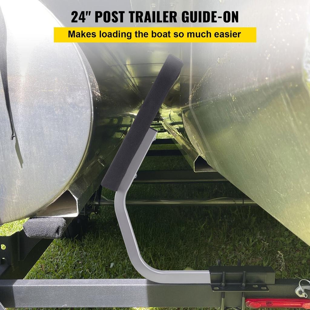 Boat Trailer Guide on, 20\", One Pair Trailer Pontoon Bunk Board Guide-ons, Steel Trailer Guides, Complete Mounting Accessories Included, for Ski