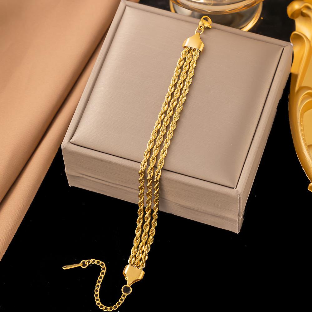 18K Gold Titanium Steel Bracelet - Women's Japanese Korean Fashion, Light Luxury, Non-Fading Jewelry