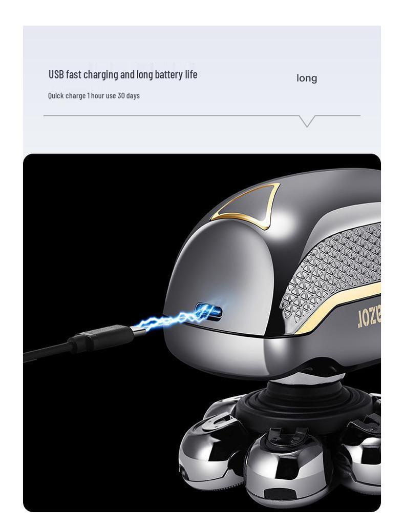 Немецкая точность 7-головочная электрическая бритва и машинка для стрижки волос для мужчин - Перезаряжаемая, многофункциональная бритва для бритья головы