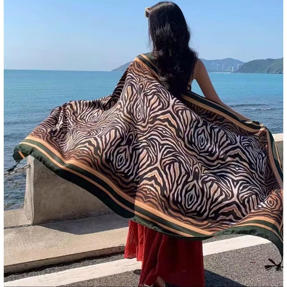 Соленое озеро Чака Туризм на Северо-Западе Этнический стиль Шарф Шелковый шарф Женский Летний Приморский Пляжный Платок Солнцезащитный Тонкий