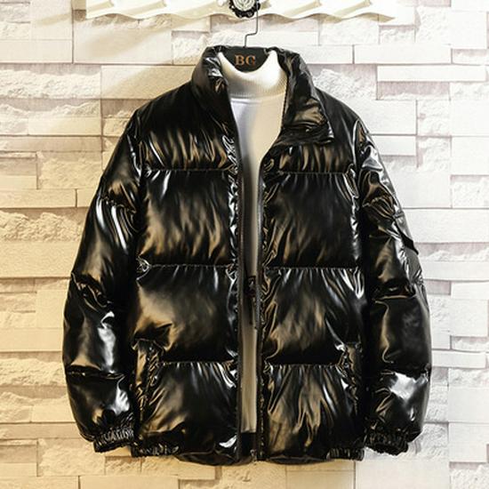 Мужская модная куртка из блестящего хлопка 2023 года - стильное зимнее пальто