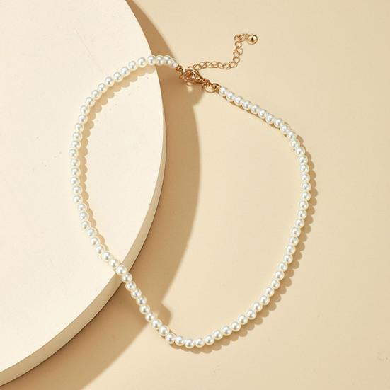 Женское круглое короткое колье из искусственного жемчуга из белого сплава для вечеринки