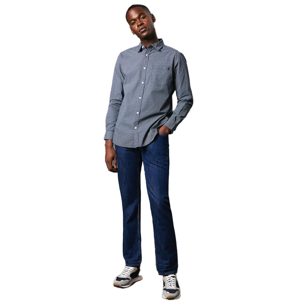 Мужская рубашка с длинными рукавами и микро-геометрическим принтом Maine