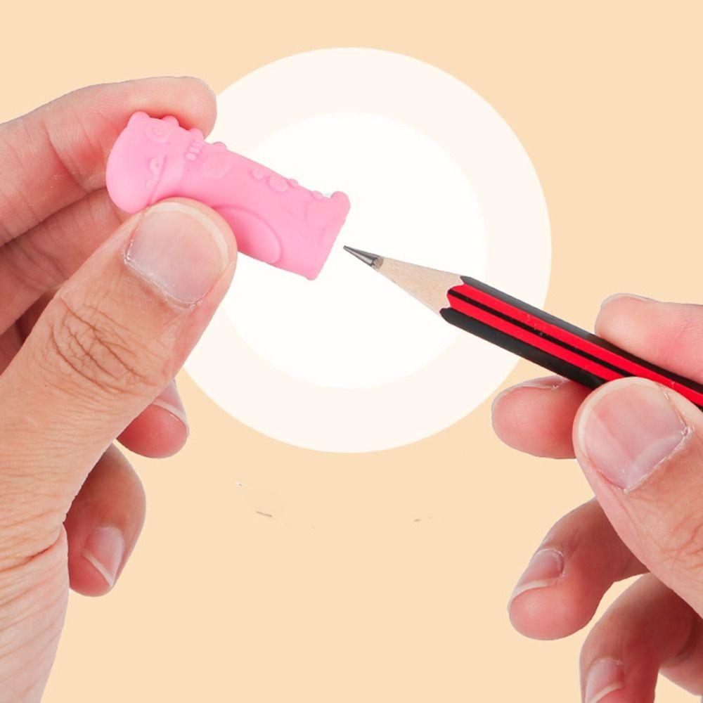 10PCS Cat Shape Erasers 2 in 1 Pencil Extender Cartoon Pen Top Protector  Students Gift