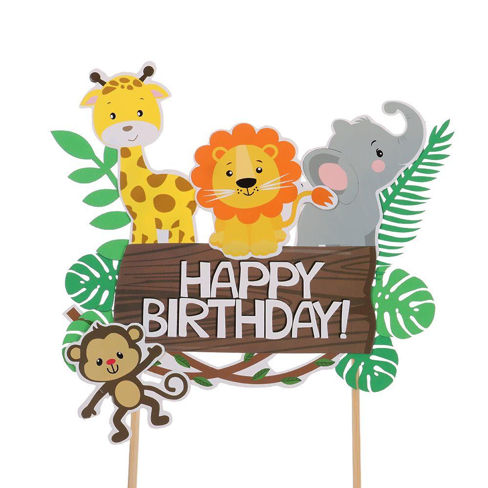 Shower Happy Birthday Cake Picks Jungle Animals Cake Toppers Cake Decoration Birthday Party Decor