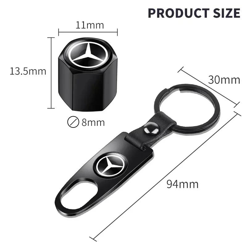 For Benz w2Car Wheel Tire Air Valve Caps with Keychain Accessories for Mercedes Benz Amg W168 W169 W108 W124 W126 C180 C200 C260 C300 W140