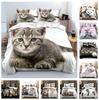 Комплект постельного белья для кошек для девочек и детей, пододеяльник, наволочка, 2/3 шт., покрывало с изображением животных, женский подарок, кровать размера «king-size»