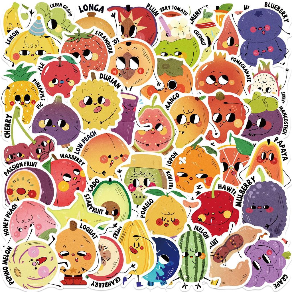 50 Cartoon Fruit Reward Graffiti Stickers Decorate Guitar Notebook Suitcase DIY Waterproof