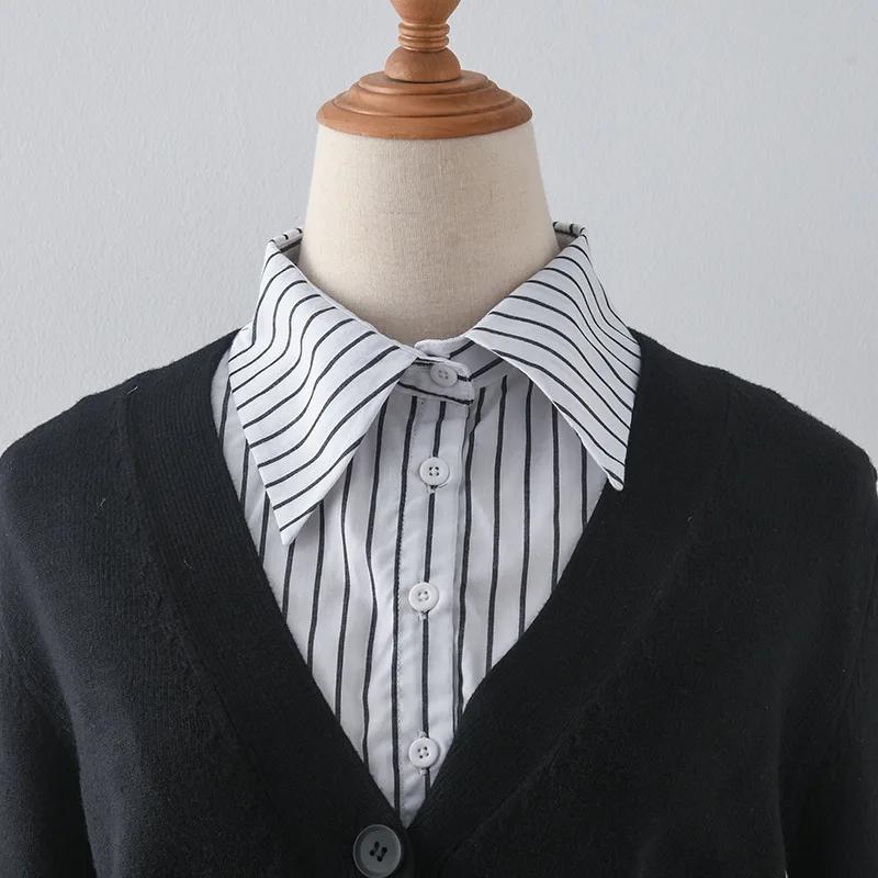 Female Lapel False Collar Striped Fake Collar for Woman Shirt Detachable Business Girls Fuax Cols Clothing Accessory