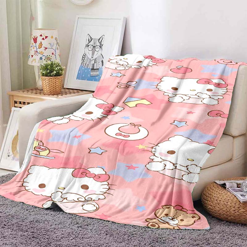 1P CHello Kitty plush blanket, made of flannel, suitable for living room, bedroom, bed, sofa, office and other places, can be us