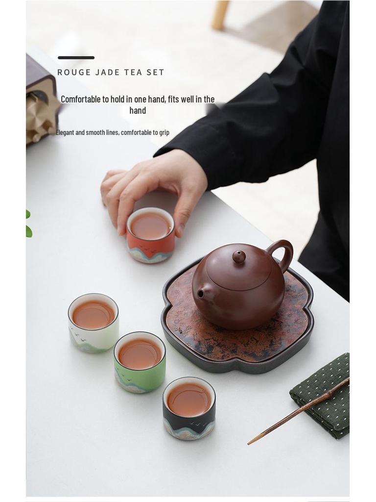 Ceramic Mastery Hand-Painted Retro Teacup - Chinese Style Gift with Custom Logo Packaging