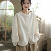 2025 Women Spring Shirt Lace Blouse Long Sleeve Buttons Fashion Tops Tees Loose Tees New White Blouse