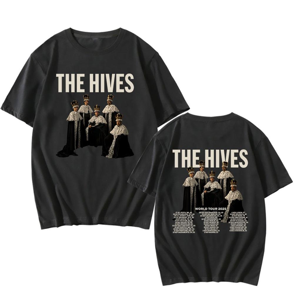 The Hives Мировой тур 2025 Футболка с коротким рукавом Летние хлопковые футболки Мода Графическая футболка рок-группы Унисекс Уличная одежда Мужские футболки
