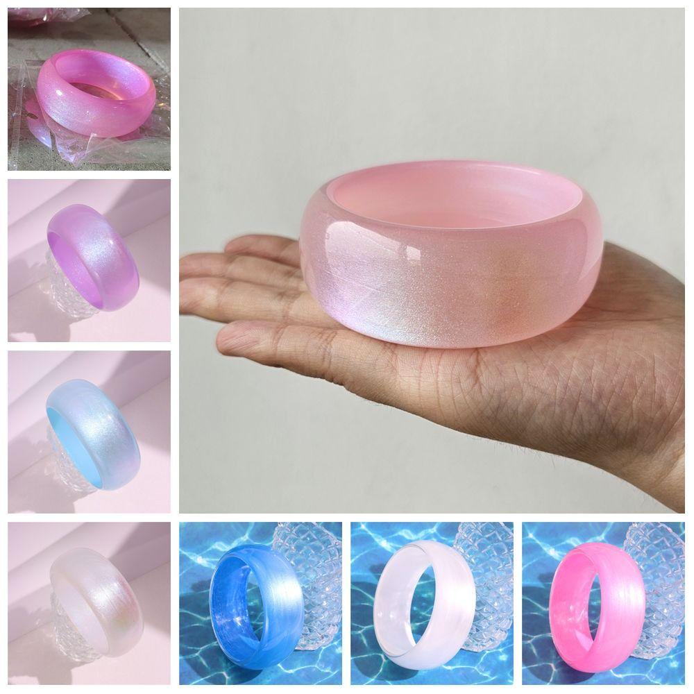Shiny Glitter Acrylic Bangle Europe American Style Retro  Hand Ring Jelly Color Wide Bracelet  Gift