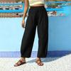 Женские брюки, повседневные однотонные брюки с карманами, эластичный пояс, свободные брюки