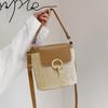 Women's Spring/Summer 2024 Woven Straw Crossbody Bucket Bag
