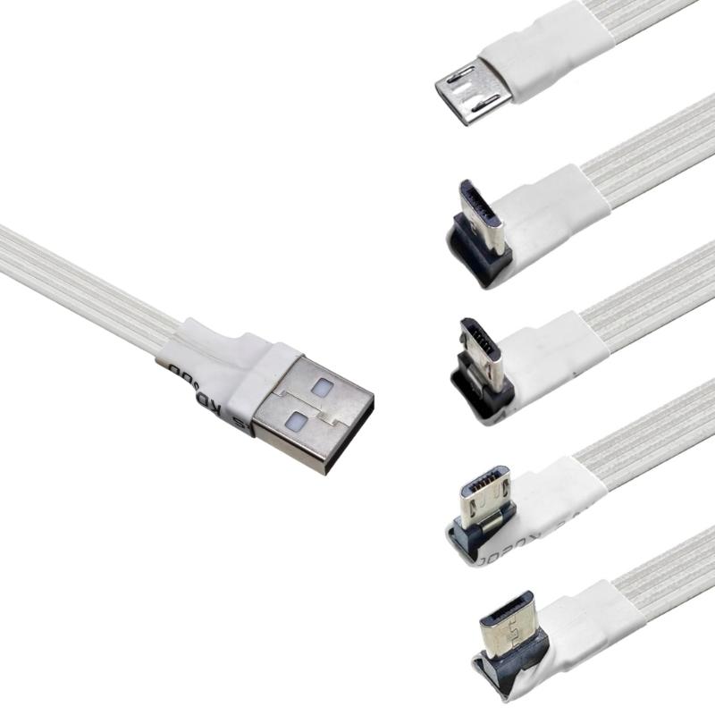 USB на USB 5-контактный Плоский Резиновый Зарядный Кабель Прямой Угловой Разъем Тонкий Гибкий Шнур Для Телефона Планшета Камеры