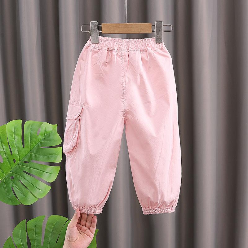 Рабочие брюки для девочек, летние тонкие повседневные спортивные брюки, брюки с защитой от комаров для маленьких девочек, летние брюки для верхней одежды