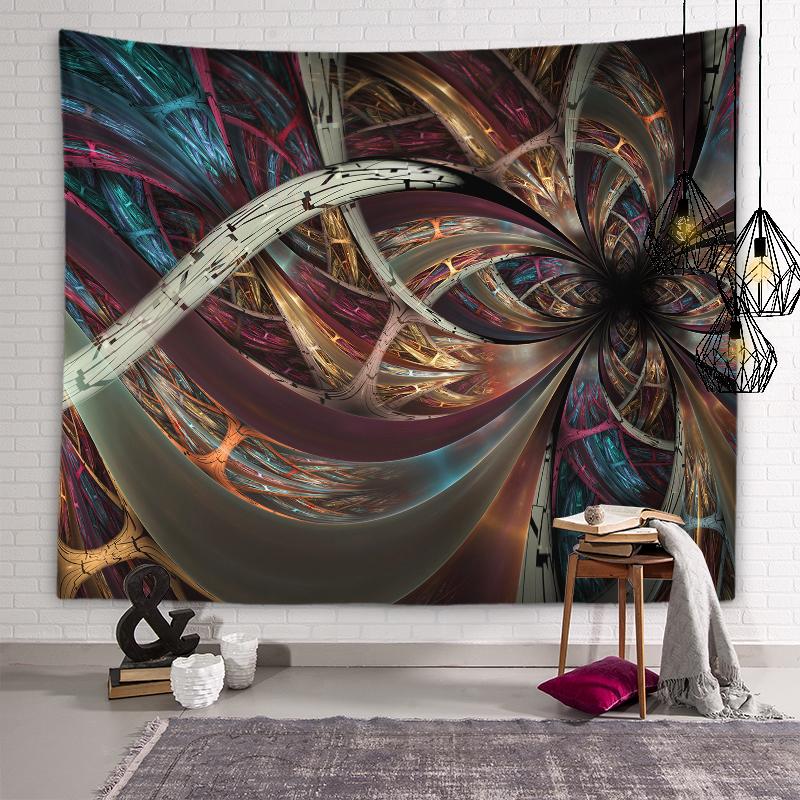 Индивидуальный красочный гобелен с котом, психоделический геометрический мандала, настенный художественный гобелен, хиппи, богемный гобелен, домашний декор для комнаты