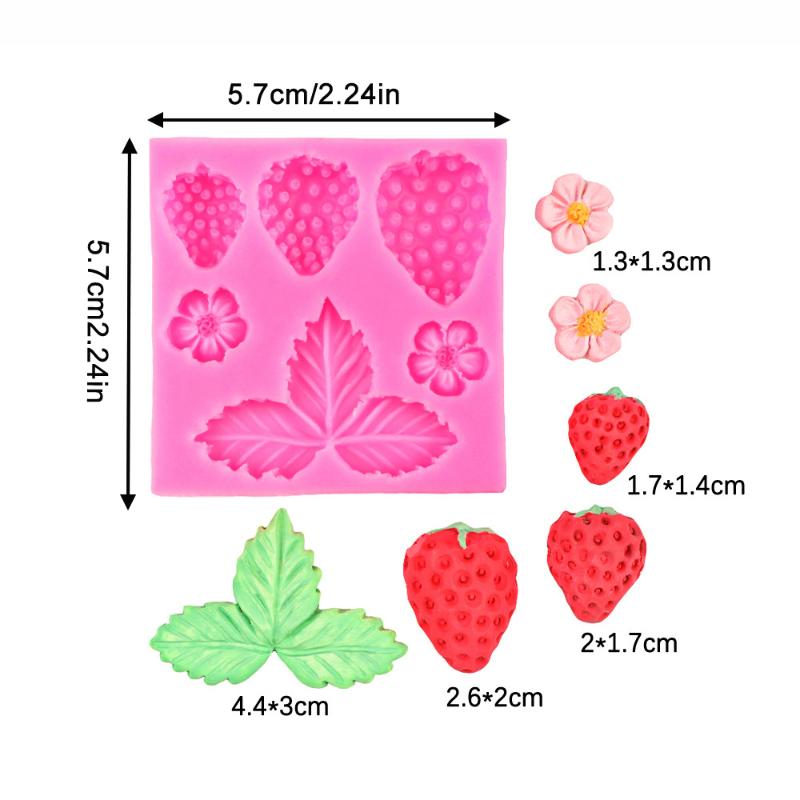 Клубника Цветок Лист Фондант Силиконовая Форма Инструмент для Украшения Торта Сахарная Паста Шоколад Гампаста Форма Инструмент для Полимерной Глины