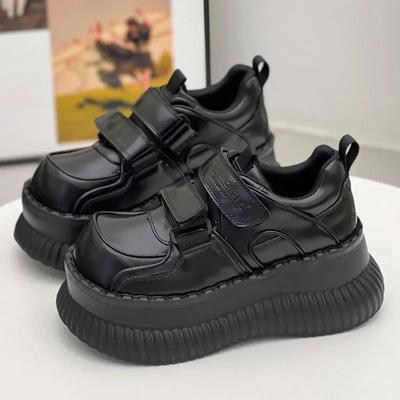 Женская обувь на толстой подошве в стиле ретро, коллекция осени 2024 года, однотонная, с большой головкой, повседневная, с толстой подошвой, с увеличенным противоскользящим эффектом