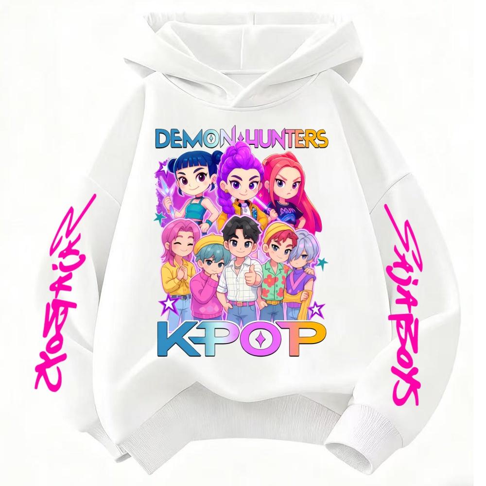 Модная повседневная толстовка для девочек, новинка из фильма, детские K-Pop топы с капюшоном, одежда для маленьких девочек KPop DeCasual, одежда для девочек