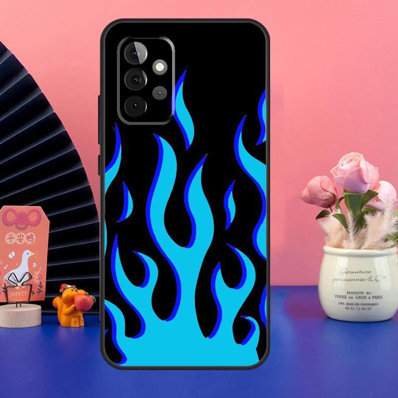 Эстетичный чехол с огнем, светло-голубой, огненно-розовый, для Samsung Galaxy A54 A34 A24 A14 A73 A53 A33 A23 A13 A52 A32 A22 A12 A51 A71