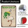 Never Give Up Vintage Frog Lover Metal Wall Poster 8x12 Inch Home Decor