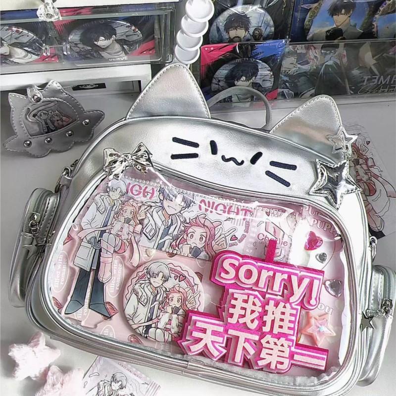 Школьный рюкзак для кошек Черный Ita Bag Женский Новый Харадзюку ПУ Кожа Лолита Y2k Рюкзаки Женские Сладкий Милый Однотонный Mochilas Эстетичный