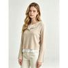 Womens Striped Knit Top Long Sleeve Slim Fit Pullover Tee With Mock Layer Design