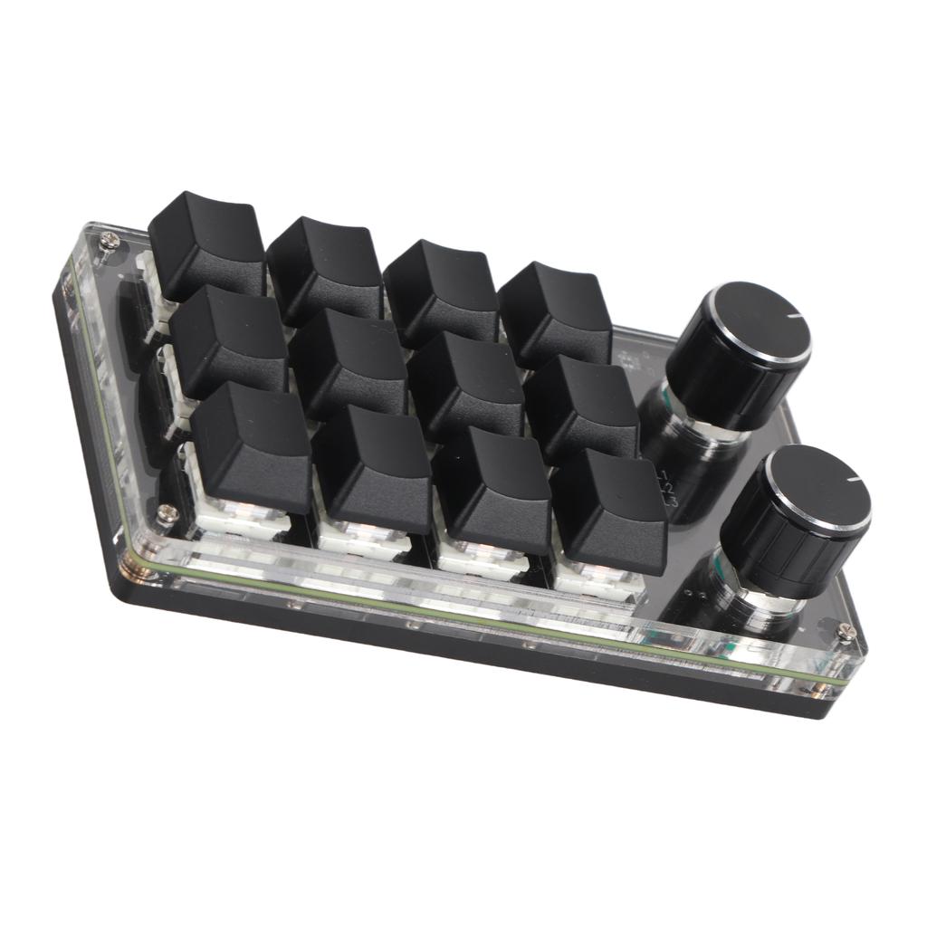 Программируемая макро-клавиатура с 2 ручками, синим переключателем, черная 12-клавишная мини-клавиатура с RGB-подсветкой для офисных игр