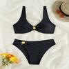 Push Up Bikini Set Swimsuit Women Two Pieces Solid Color High Waist Backless Swimwear Women Summer Bathing Suits