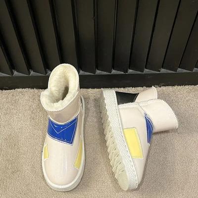 Модные ботинки на массивной платформе с мехом, черные, с круглым носком, до щиколотки для женщин, белые женские зимние ботинки, слипоны, высокое качество, тренд 2024, ботильоны