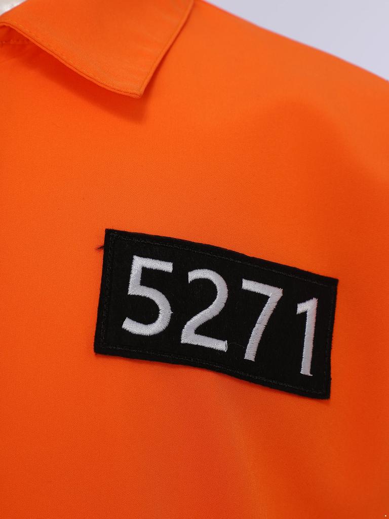 Мальчики Девочки Костюм Косплей Заключенного Хэллоуин Оранжевый Комбинезон Заключенного Цельный Костюм Комбинезон Тюремная Униформа