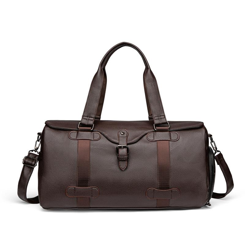 Мужская дорожная сумка кожаная влагозащитная большой вместимости для поездок на короткие расстояния, включая отдельный обувной отсек, деловая сумка-тоут через плечо