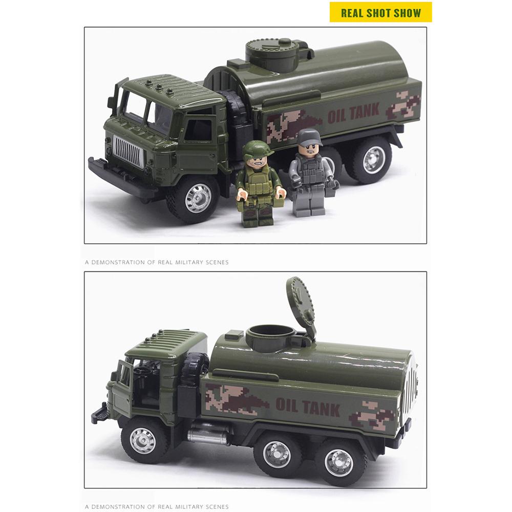 Масштаб 1/43, автомобиль-цистерна из сплава со звуком и светом, военный грузовик, игрушечный симулятор, коллекционный военный автомобиль, миниатюра для детей