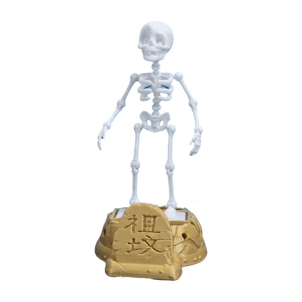 3D Printed Fish Tank Dance Skull Ornament Plastic Wiggling Skeleton Statue Halloween Decor